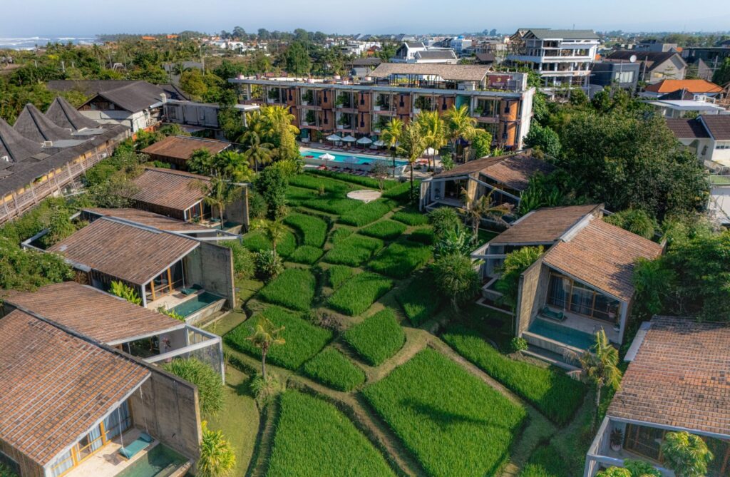 Rice field view at one of the Best Boutique Hotels Canggu for Australians in Pererenan Bali
